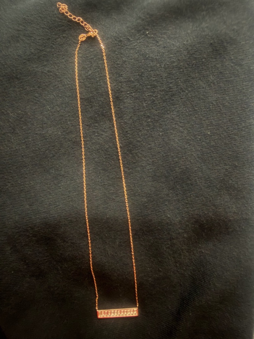 Delicate Rose Gold Bar Necklace with Crystal Accents - Women Jewelry